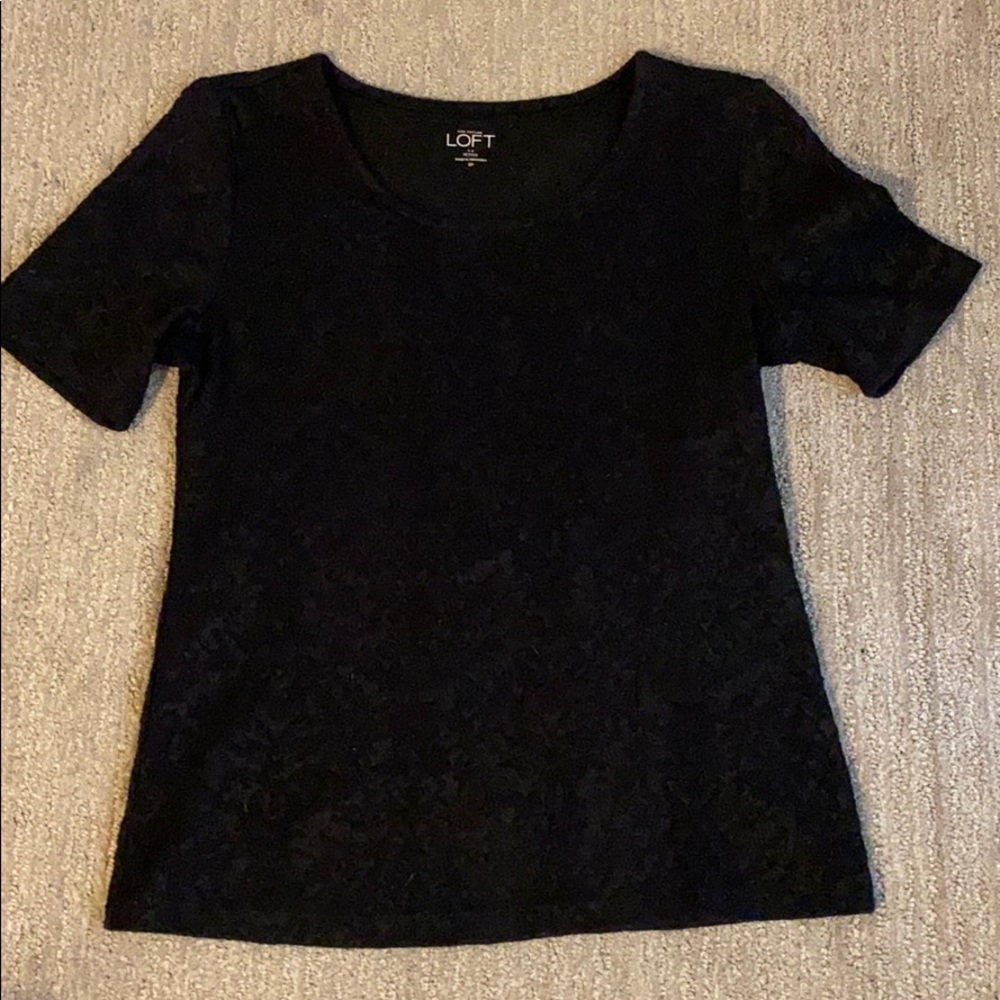 Black textured short sleeve top